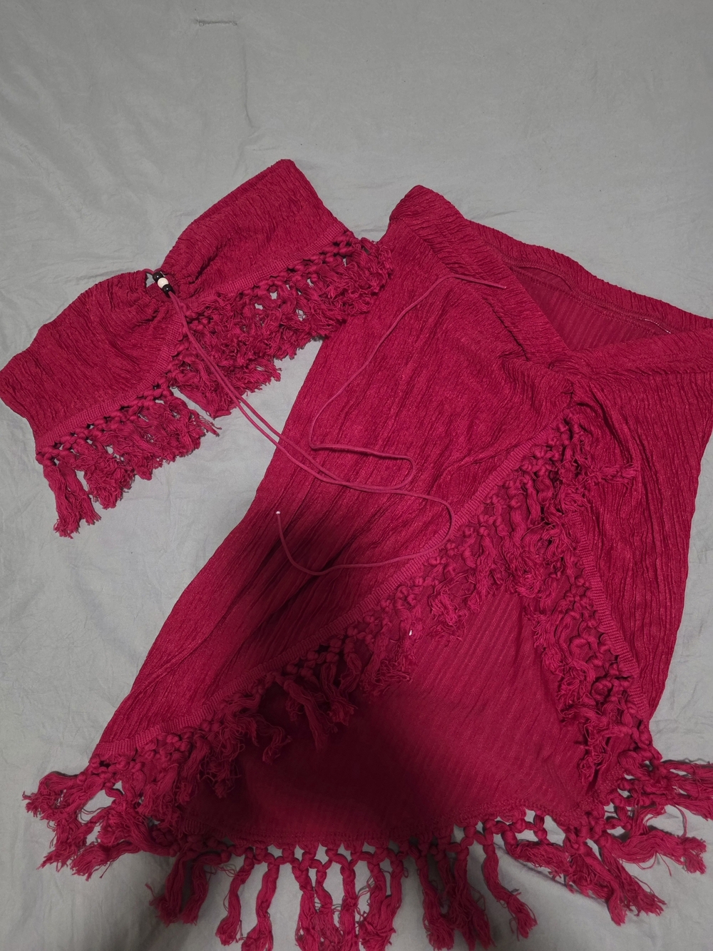 Women’s Hot Pink Fringe Swim Cover-Up Set